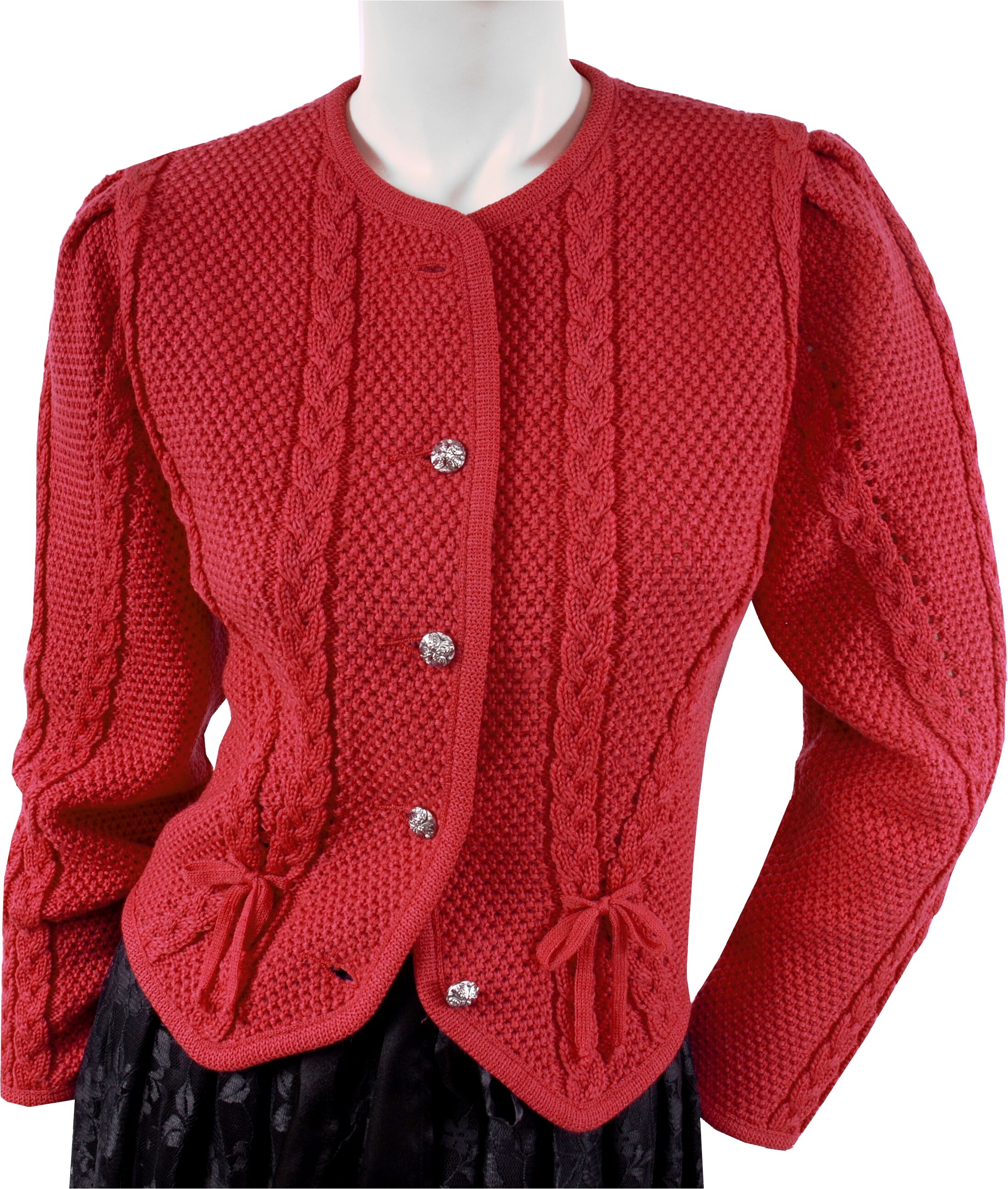 PREMIUM Trachtenstrickjacke Damen Dirndljacke MERINO SCHURWOLLE Rot PREMIUM Trachtenstrickjacke Damen Dirndljacke MERINO SCHURWOLLE Rot