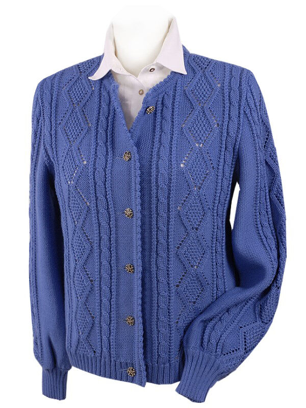 Trachtenstrickjacke Damen Dirndljacke MERINO SCHURWOLLE Blau Trachtenstrickjacke Damen Dirndljacke MERINO SCHURWOLLE Blau