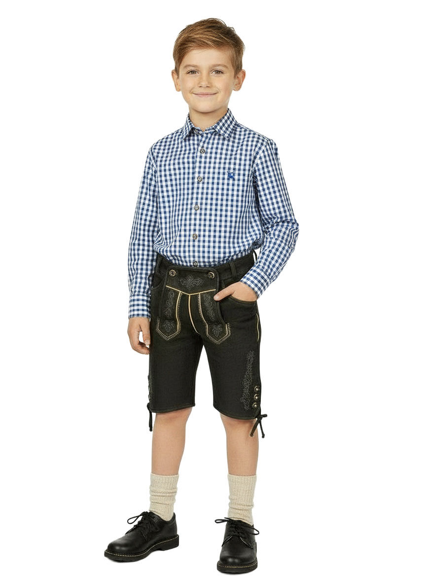 Trachtenhemd Kinder kariert Rot Hirsch Stickerei