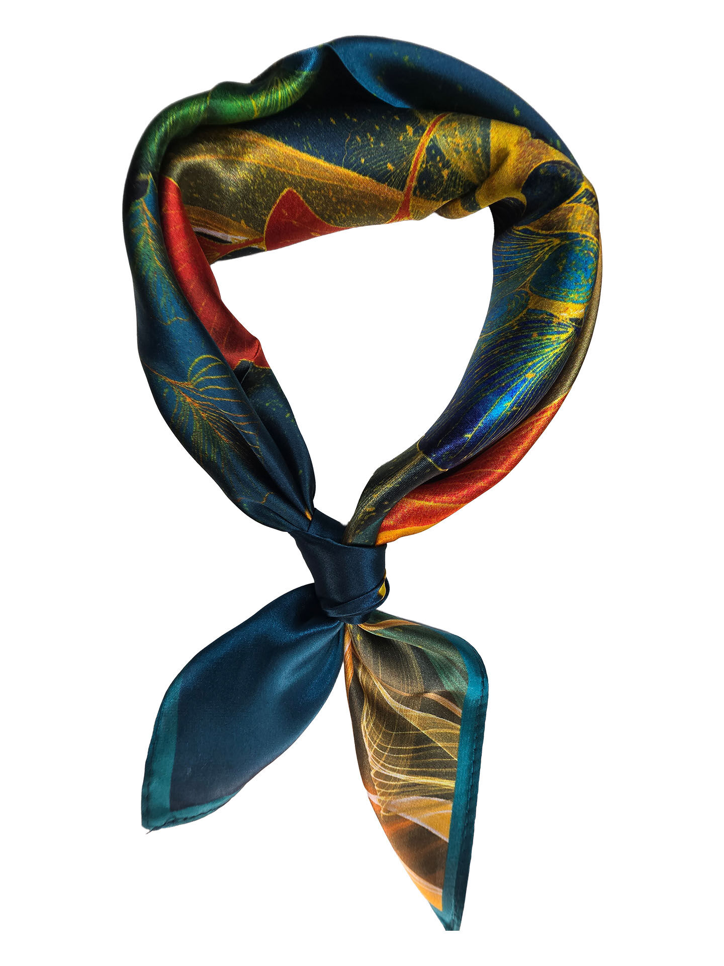 Seidenhalstuch Ginko Damen Nickituch 100% Seide Blau