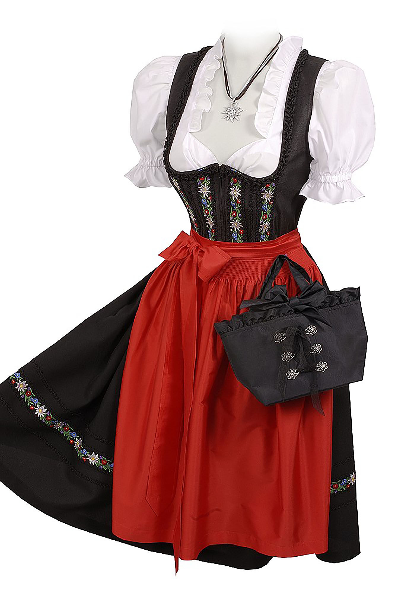 Dirndltasche Tafttasche Schwarz mit Schnürung Dirndltasche Tafttasche Schwarz mit Schnürung