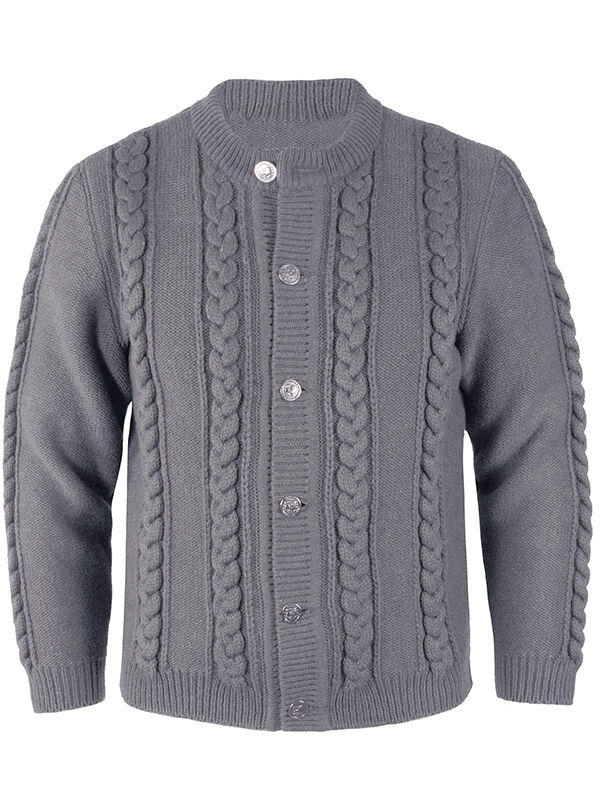 PREMIUM Trachtenstrickjacke Herren 100% Schurwolle Trachtenjanker Hellgrau + Mittelgrau PREMIUM Trachtenstrickjacke Herren 100% Schurwolle Trachtenjanker Hellgrau + Mittelgrau