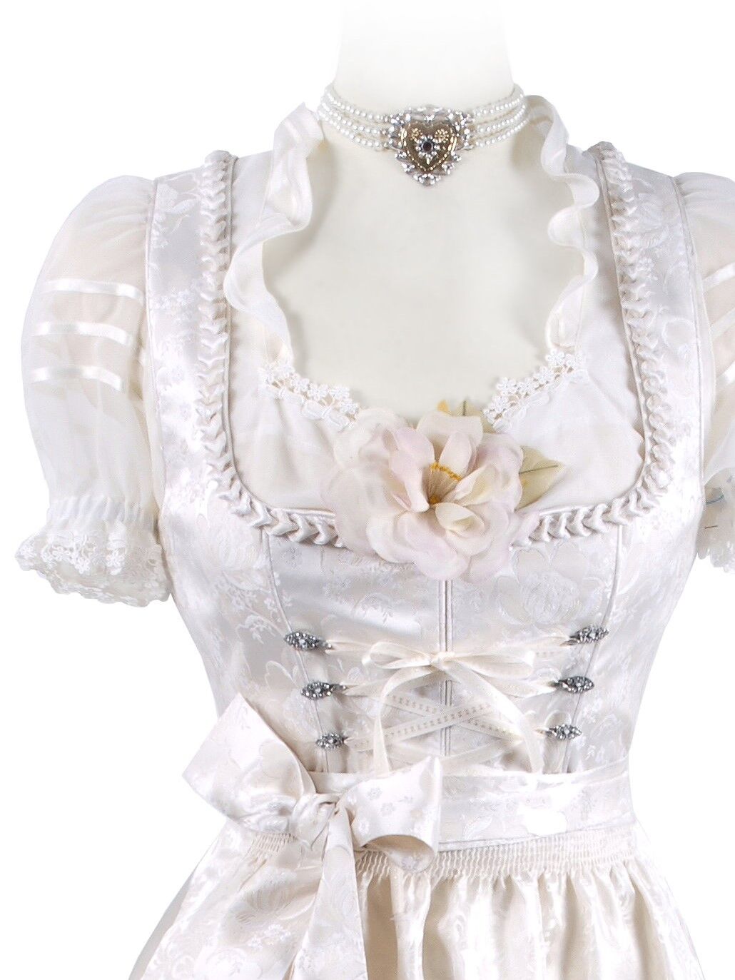 Fesches Hochzeitsdirndl Brautdirndl Creme festlich Dirndl lang Fesches Hochzeitsdirndl Brautdirndl Creme festlich Dirndl lang