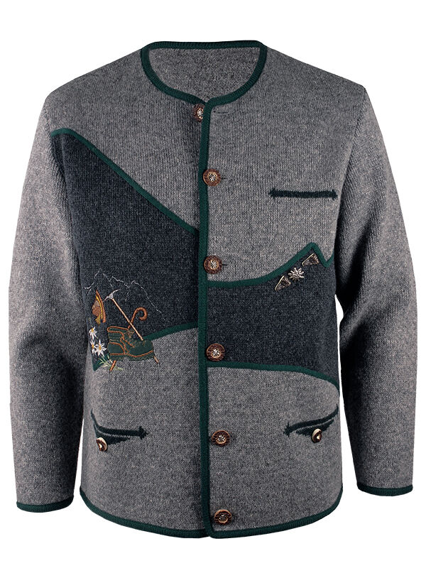 PREMIUM Trachtenstrickjacke Herren 100% Schurwolle Trachtenjanker Anthrazit PREMIUM Trachtenstrickjacke Herren 100% Schurwolle Trachtenjanker Anthrazit