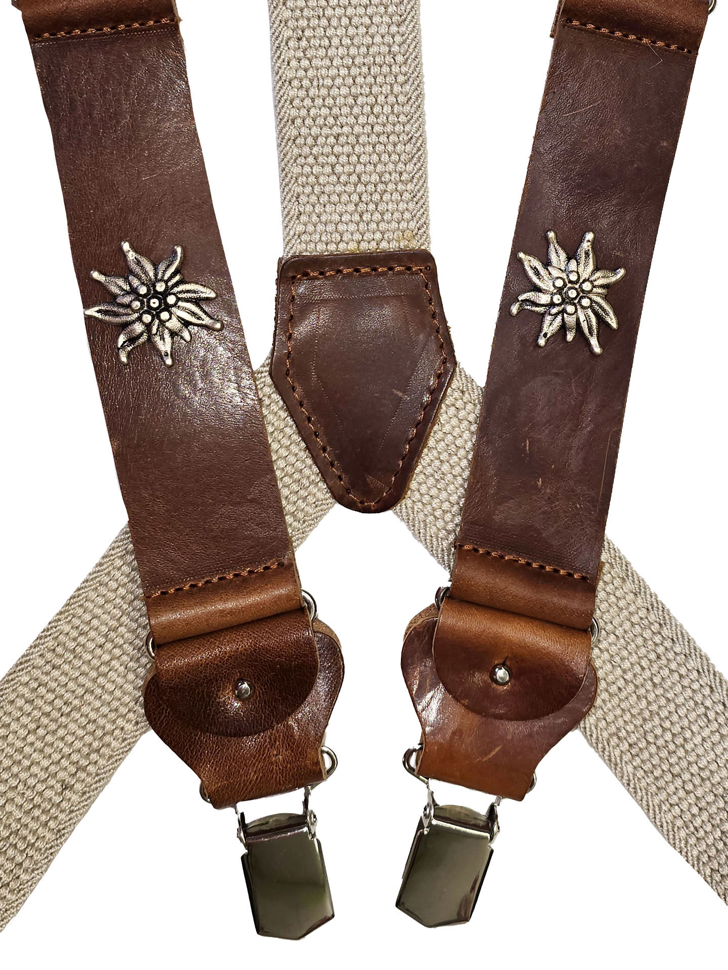 Hosenträger Edelweiß mit echtem Leder