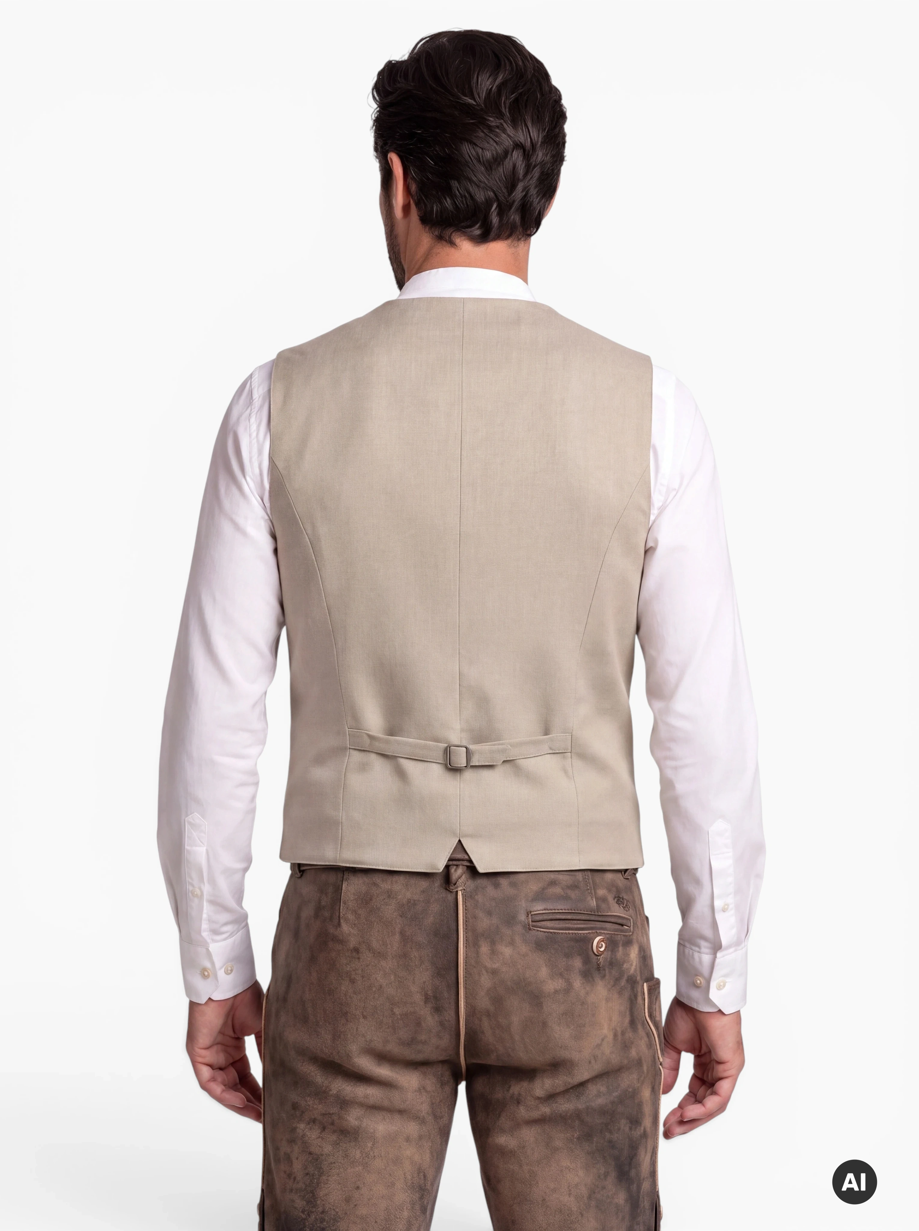 Herren Trachtenweste Ferdi – Beige mit Stretch