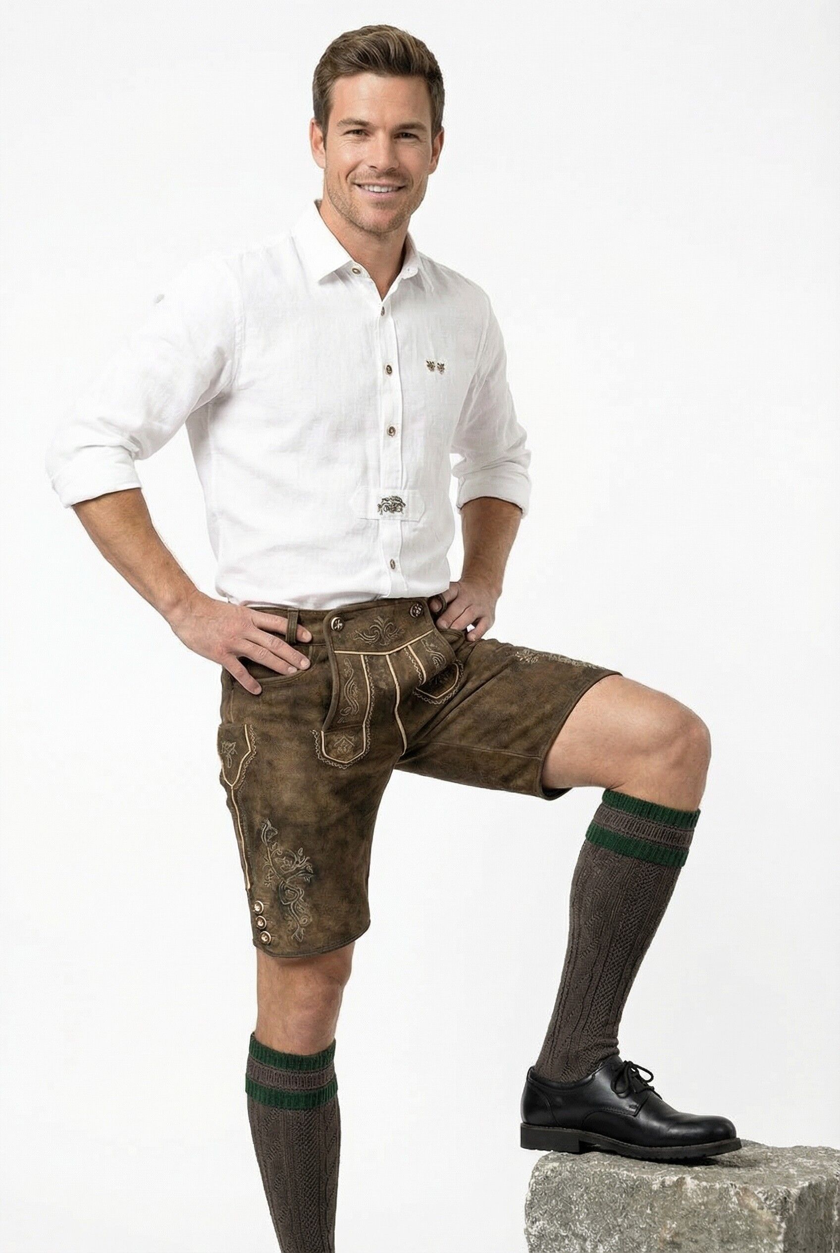 Trachtenstrümpfe Herren Trachtenkniestrumpf Braun-Grün