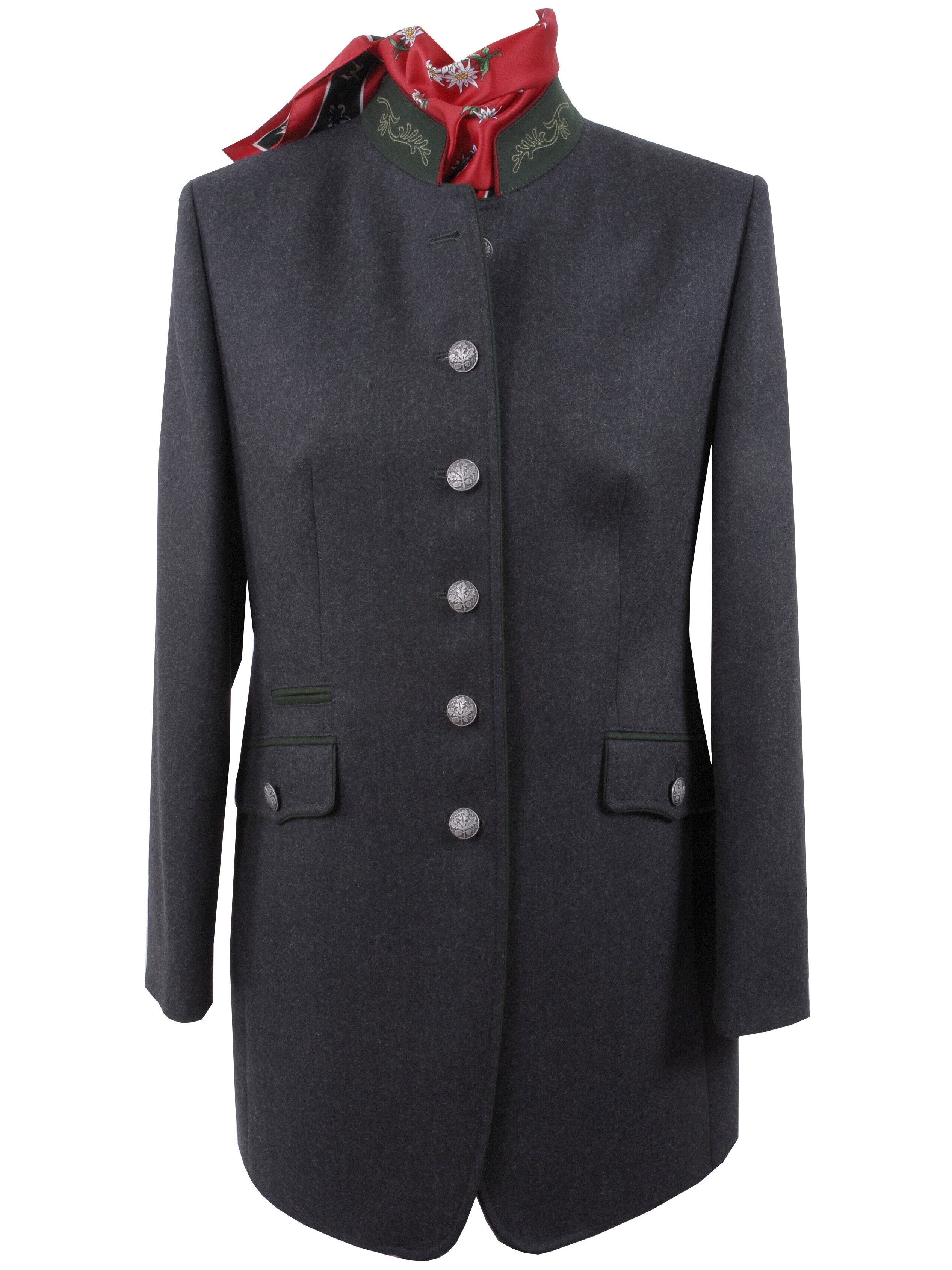 PREMIUM Trachtenblazer Lodenjacke Gehrock lang Damen  Anthrazit-Schwarz PREMIUM Trachtenblazer Lodenjacke Gehrock lang Damen  Anthrazit-Schwarz