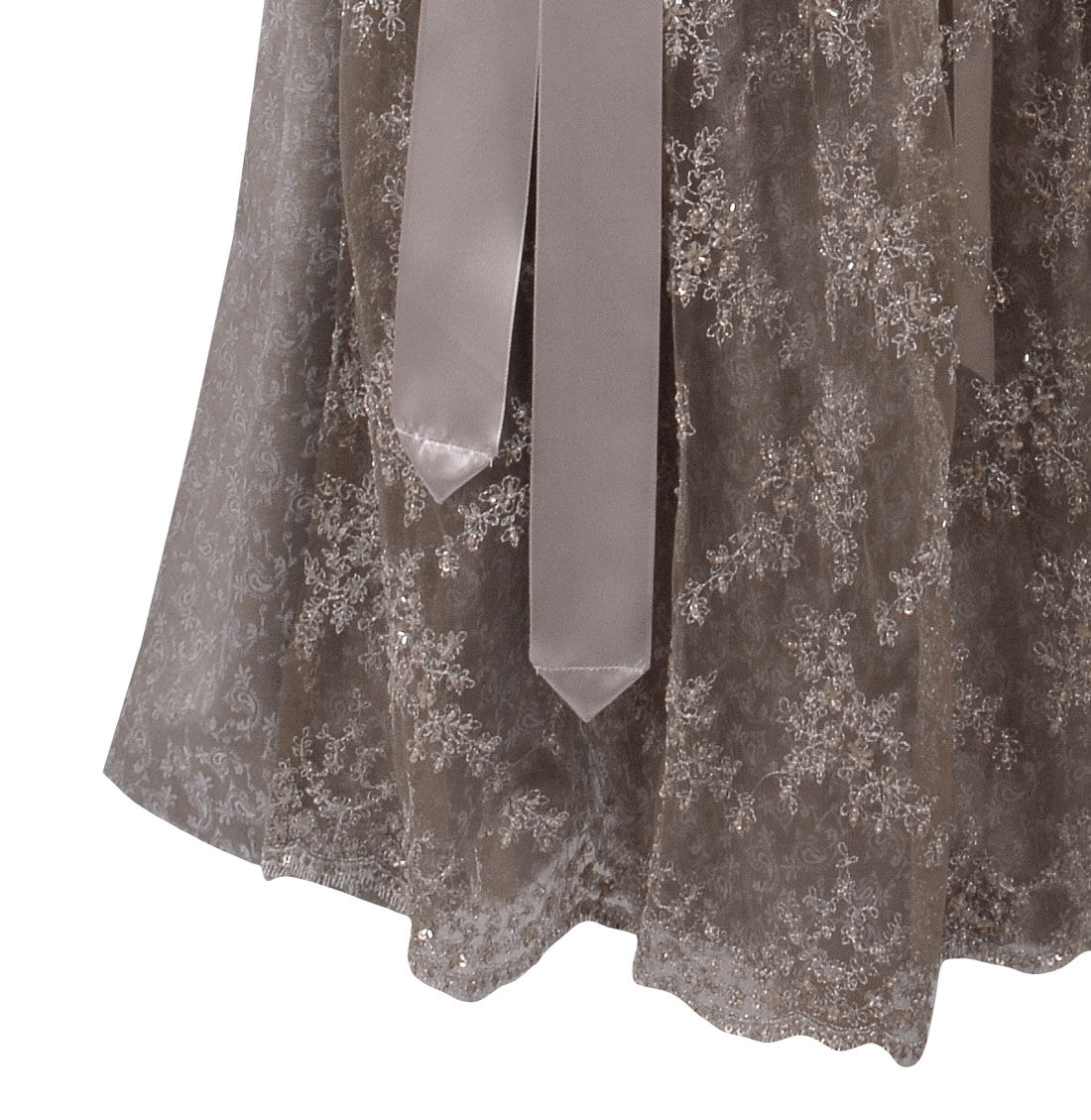 Festliches Midi-Dirndl - kurzes Dirndl mit Spitzenschürze Beige Festliches Midi-Dirndl - kurzes Dirndl mit Spitzenschürze Beige