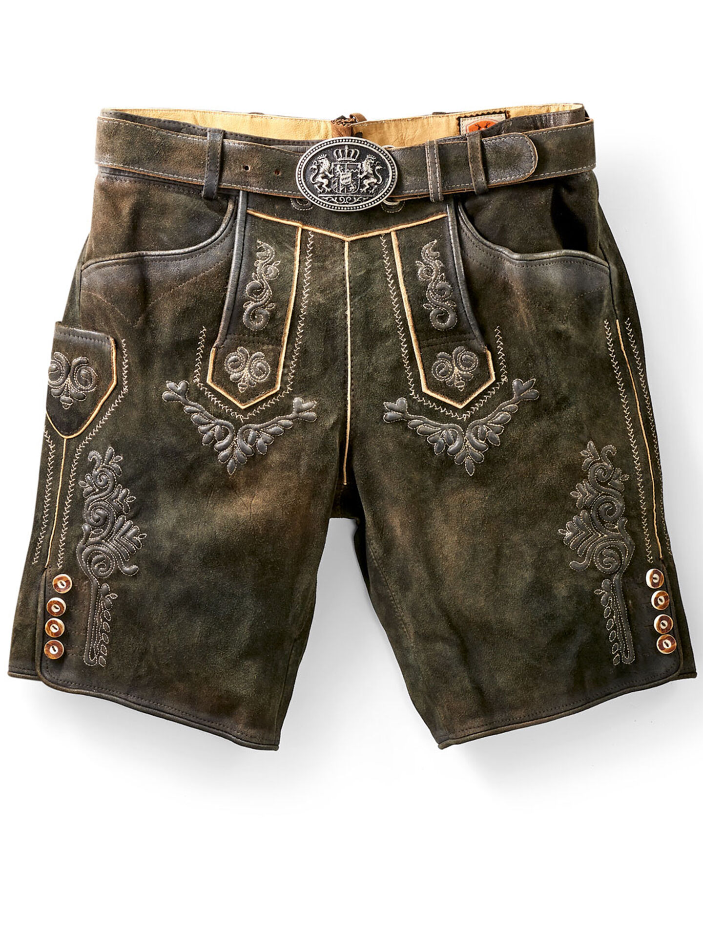 Trachtenlederhose kurze Lederhose Herren Dunkelbraun-Antik  Trachtenlederhose kurze Lederhose Herren Dunkelbraun-Antik