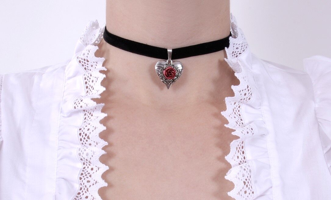 Samtkropfband Herz + Rose Samtkropfband Herz + Rose