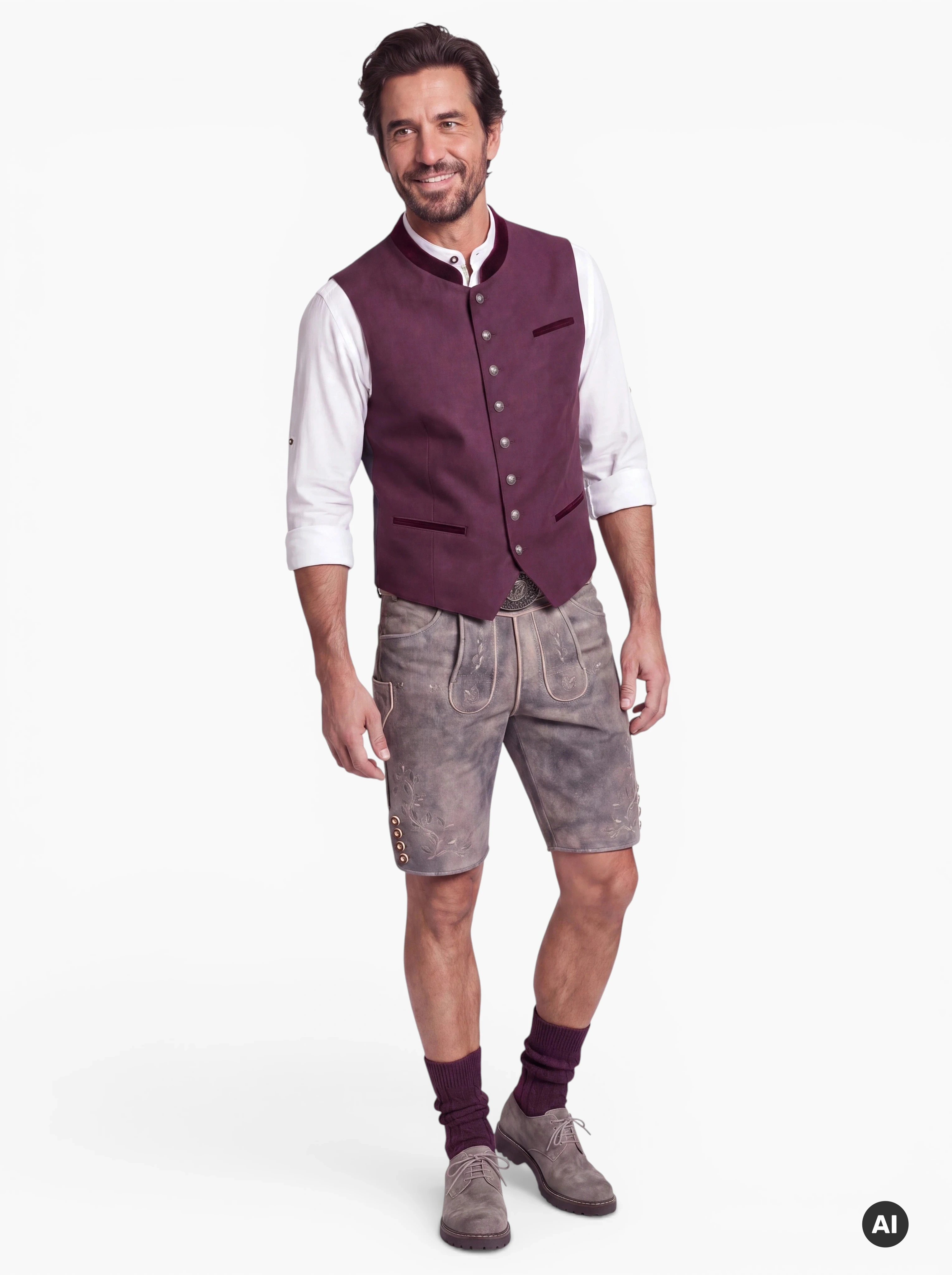 Herren Trachtensocken Shopper Weinrot – Wollmix mit Zopfmuster