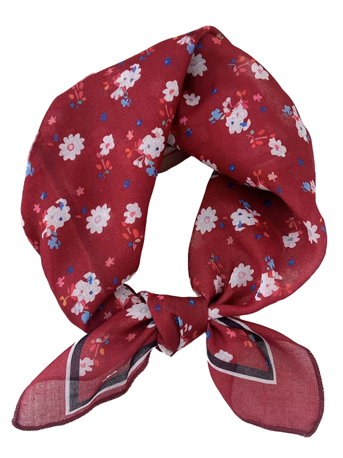 Trachtenhalstuch Nickituch Mille Fleur-Dessin Rot, Grün, Blau