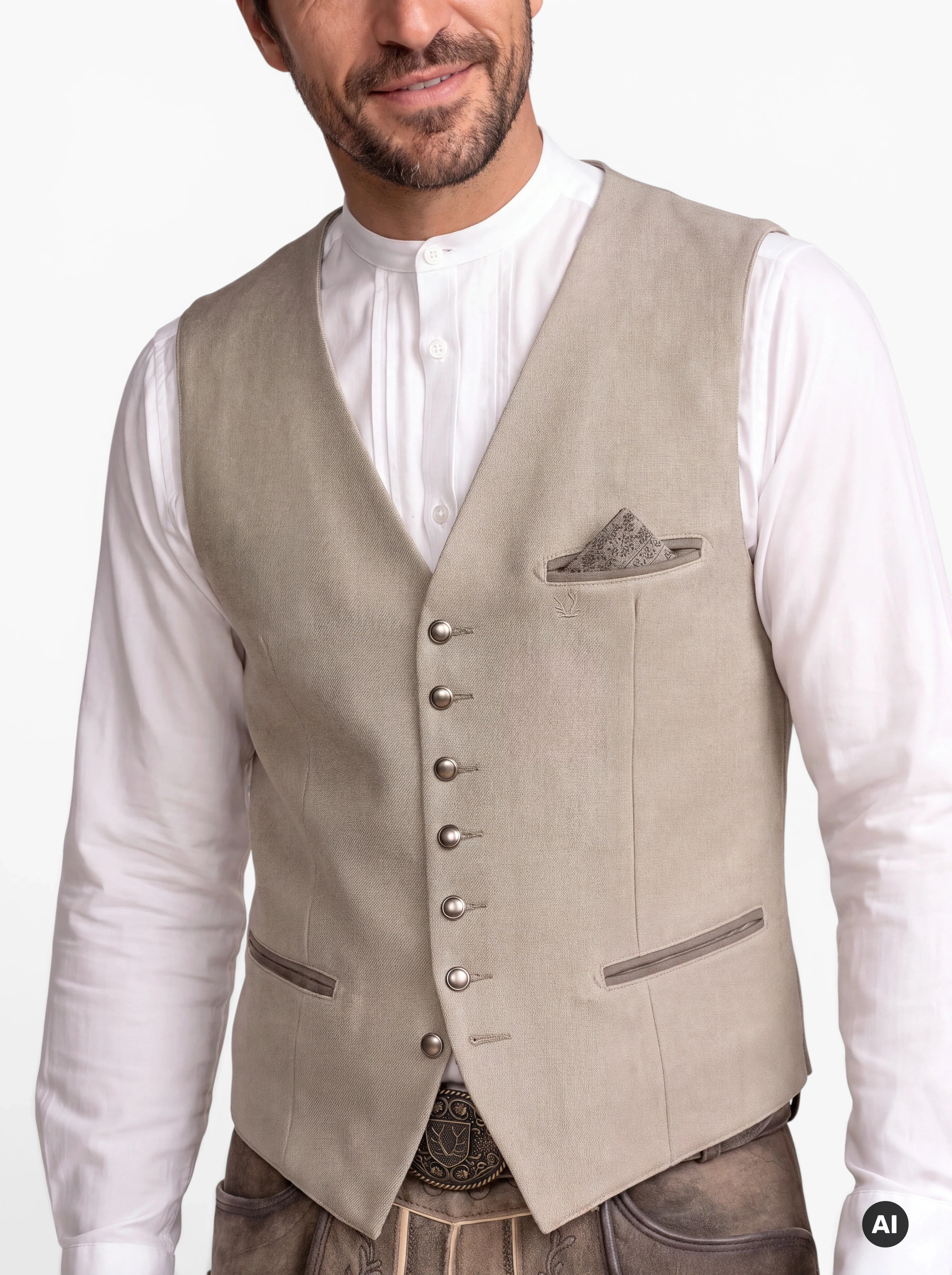 Herren Trachtenweste Ferdi – Beige mit Stretch