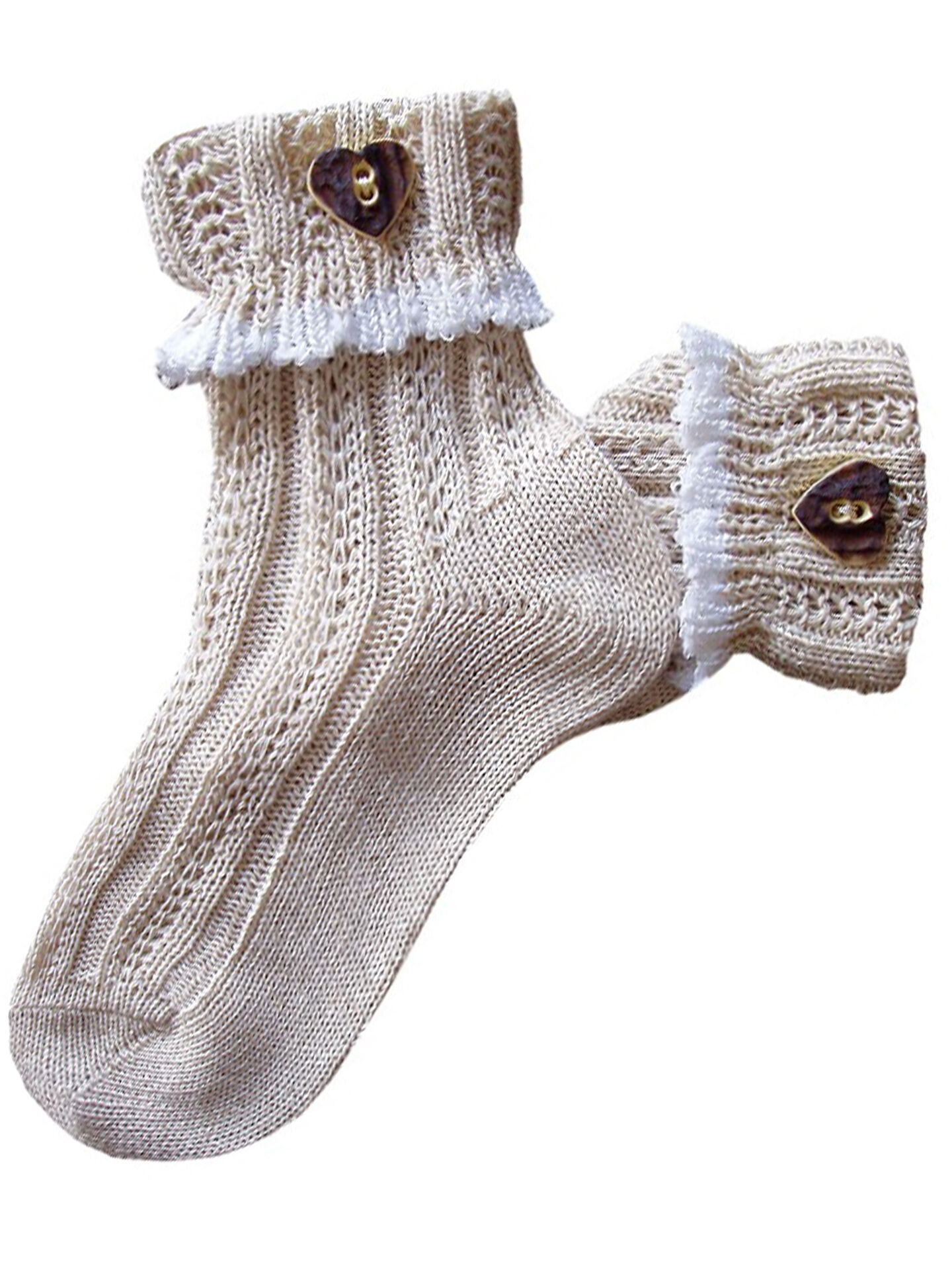 Trachtensocken Kinder mit Herz in Beige Trachtensocken Kinder mit Herz in Beige