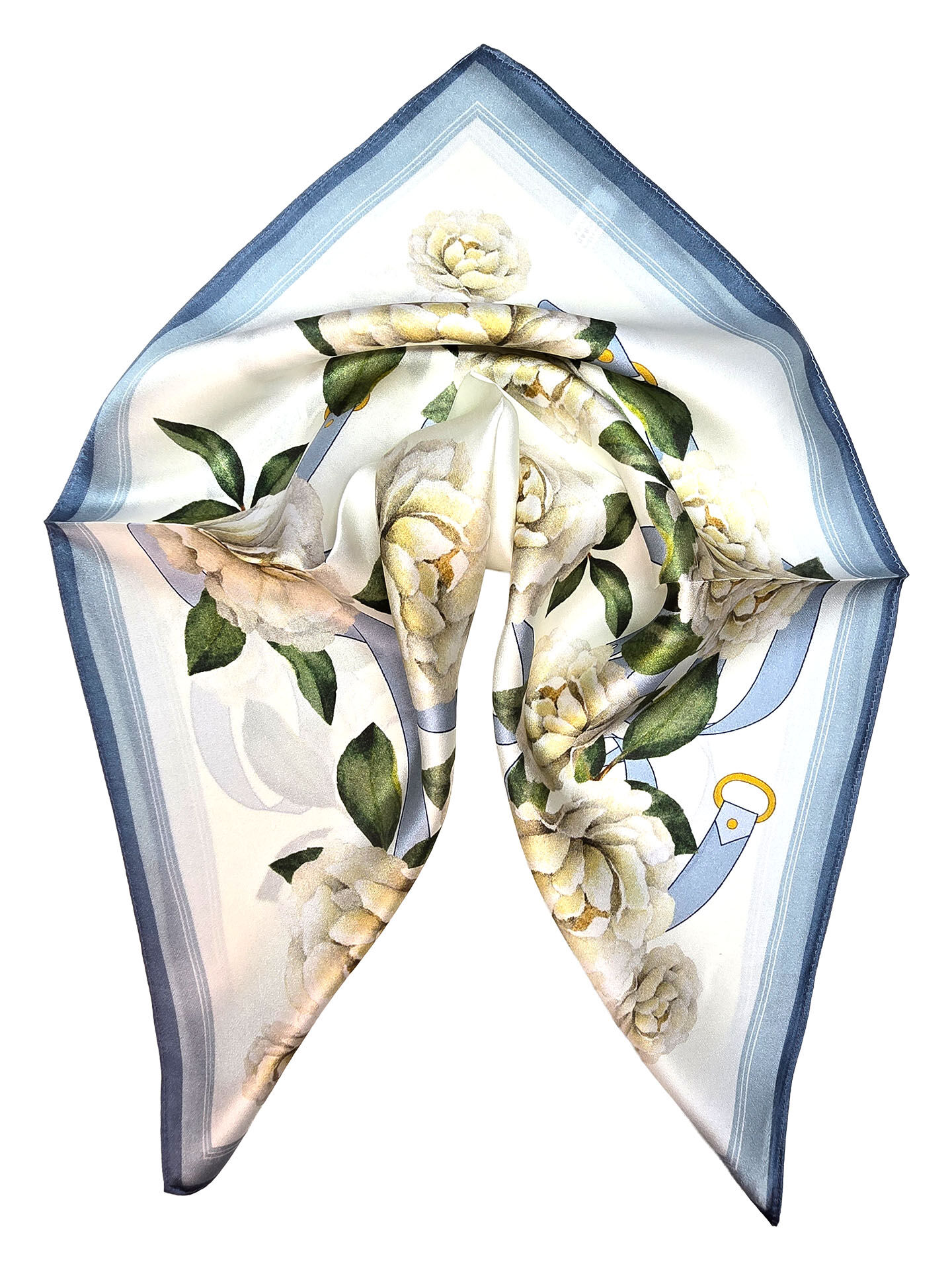 Seidenhalstuch Rosengarten Damen Nickituch 100% Seide Blau