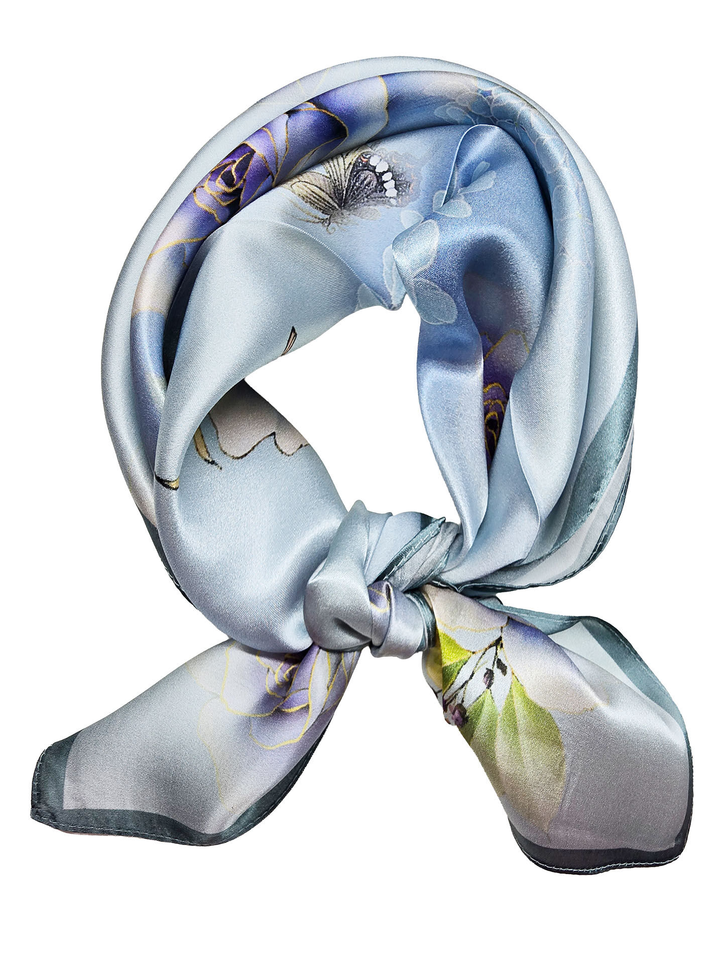 Seidenhalstuch Giardino Damen Nickituch 100% Seide Hellblau