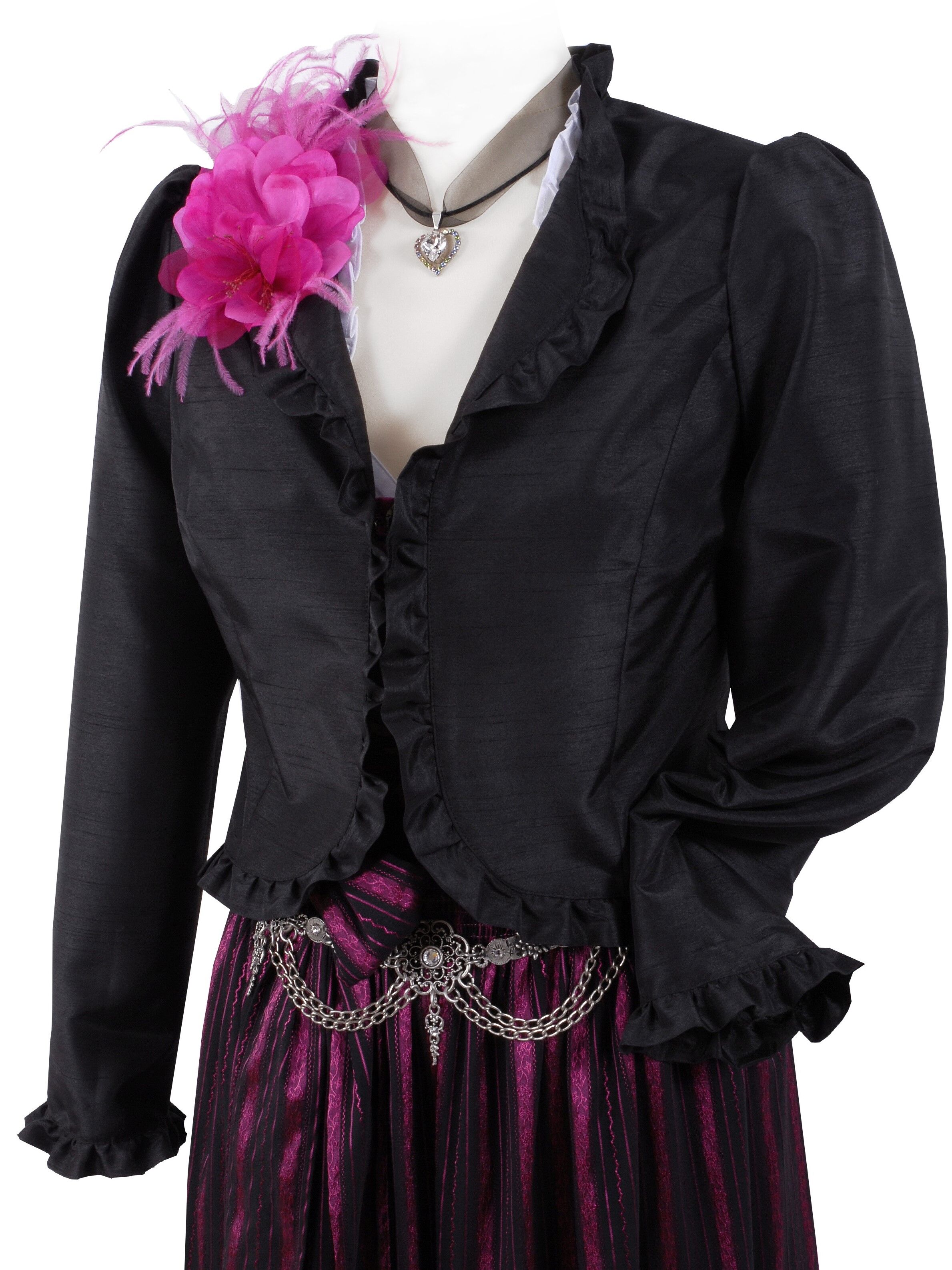 Trachtenblazer Damen - kurze Dirndljacke Taftjacke Schwarz Trachtenblazer Damen - kurze Dirndljacke Taftjacke Schwarz