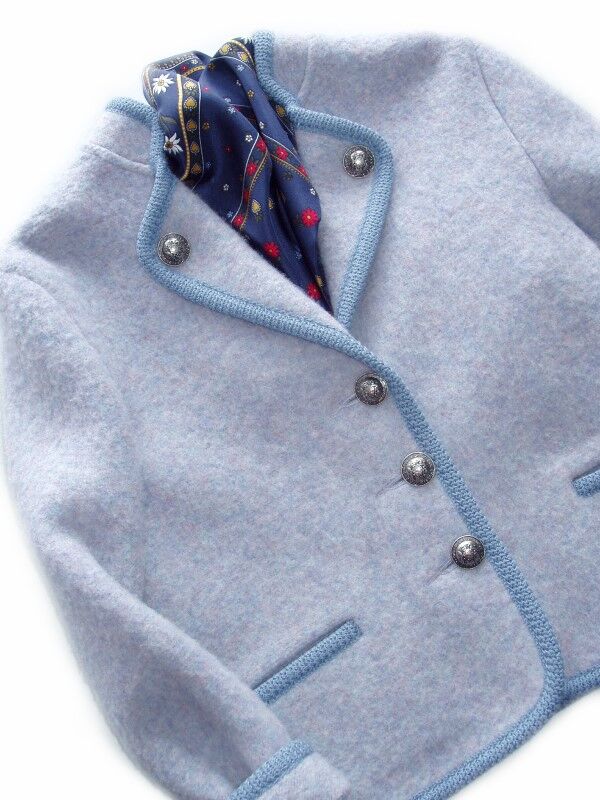 Trachtenjacke Mädchen Walkjacke 100% Merinowolle Hellblau