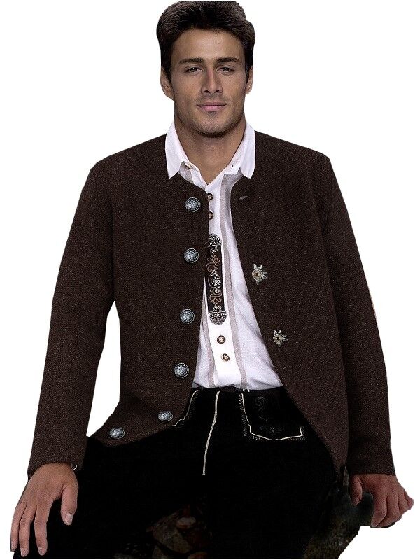 PREMIUM Trachtenstrickjacke Herren 100% Schurwolle Trachtenjanker Braun PREMIUM Trachtenstrickjacke Herren 100% Schurwolle Trachtenjanker Braun