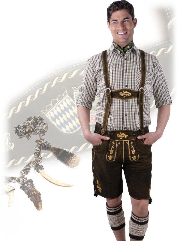 Trachtenlederhose kurze Lederhose Herren Braun-Antik  Trachtenlederhose kurze Lederhose Herren Braun-Antik