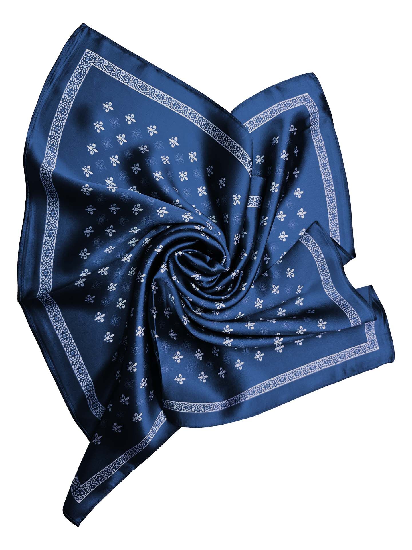 Halstuch klein 53x53 Nickituch im Fleur de Lille-Dessin 100% Seide