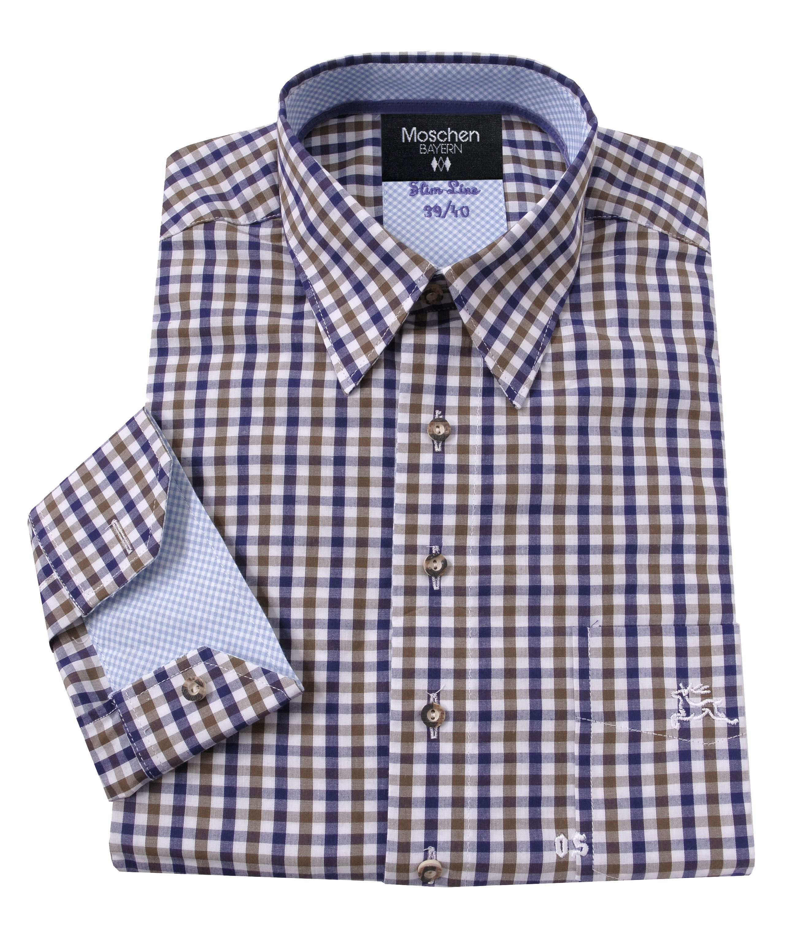 PREMIUM Trachtenhemd SLIM fit kariert Blau-Braun "easy care bügelfrei" PREMIUM Trachtenhemd SLIM fit kariert Blau-Braun "easy care bügelfrei"