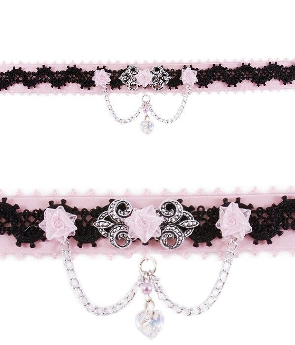 Kropfband Satin + Spitze + Satin-Blüten Kropfband Satin + Spitze + Satin-Blüten