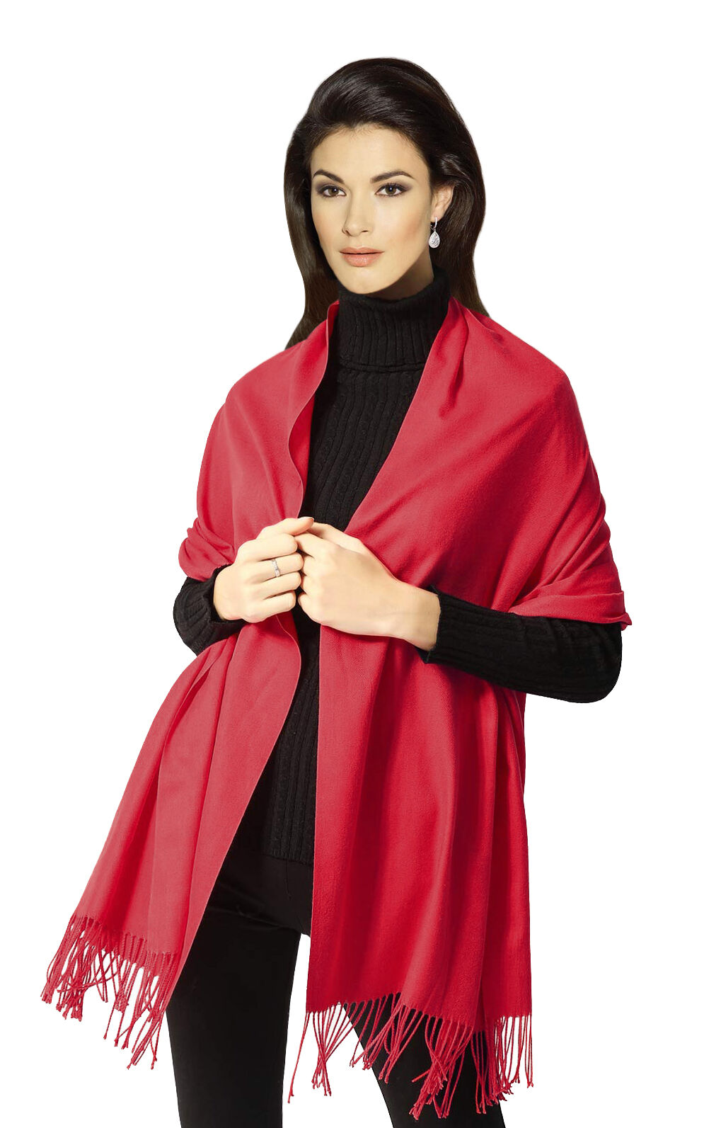 Pashmina Stola Umhang Cashmere Schal Baumwolle Damen Rot Pashmina Stola Umhang Cashmere Schal Baumwolle Damen Rot