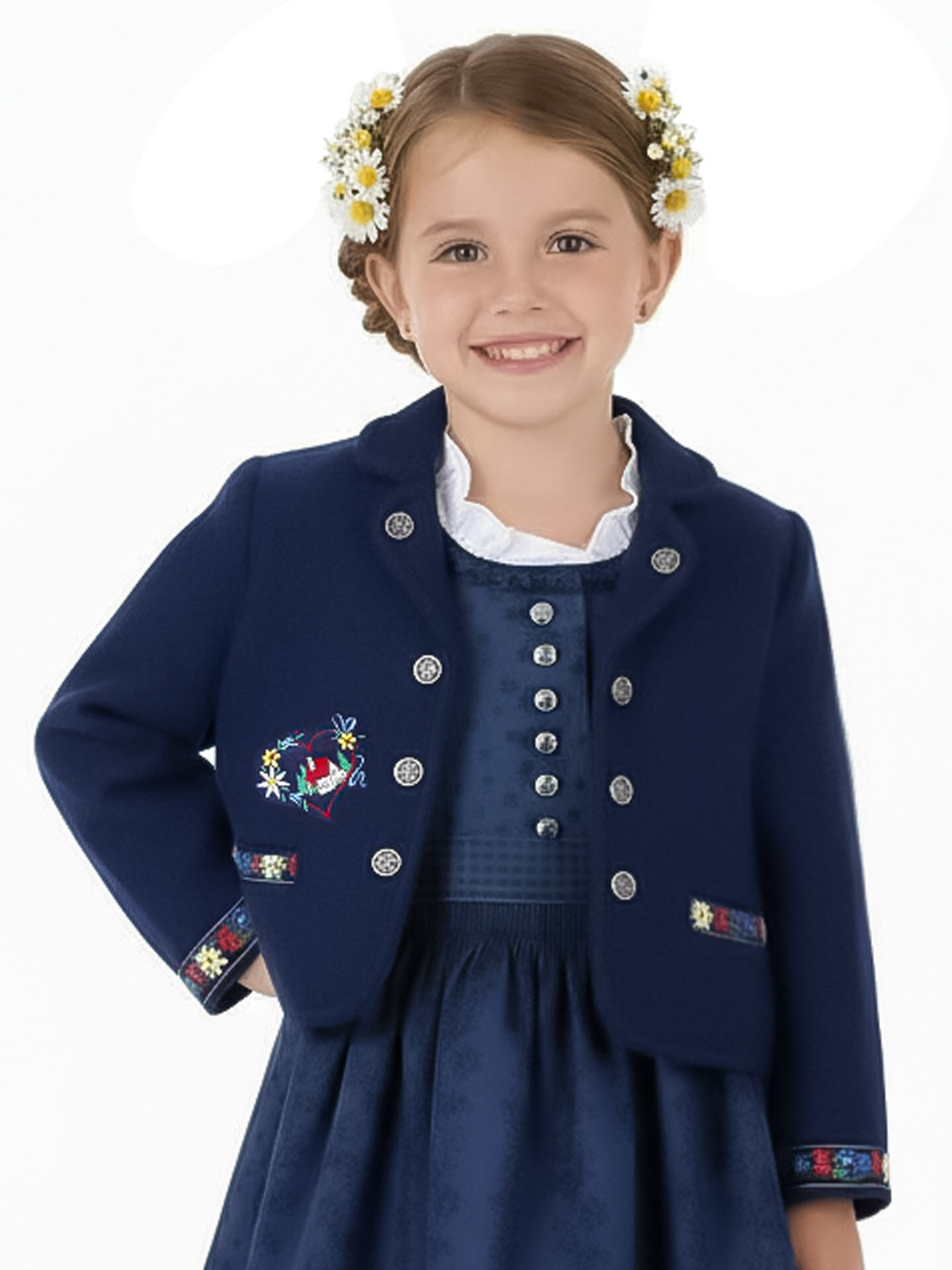 Trachtenjacke Mädchen Madl 100% Merinowolle Marineblau