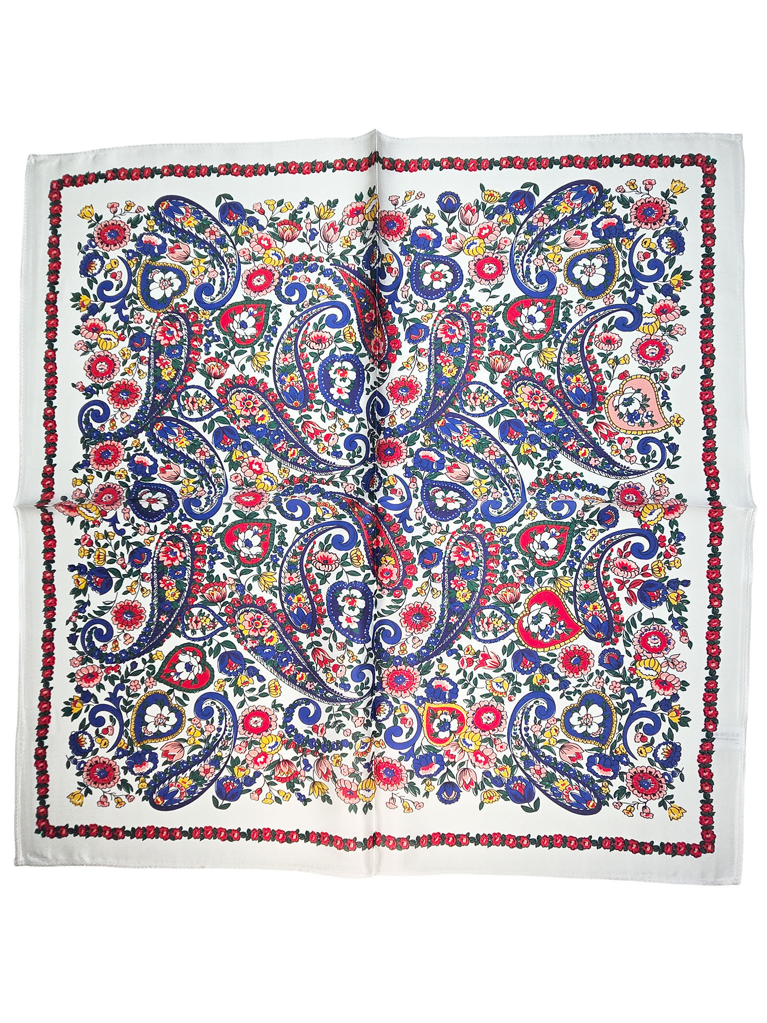 Seidenhalstuch Bavarese Damen Nickituch 100% Seide Blau-Rot