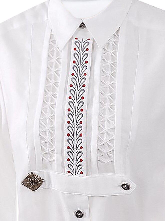 Trachtenbluse Damen Langarm Jagd-Stil Stickerei Weiß Trachtenbluse Damen Langarm Jagd-Stil Stickerei Weiß