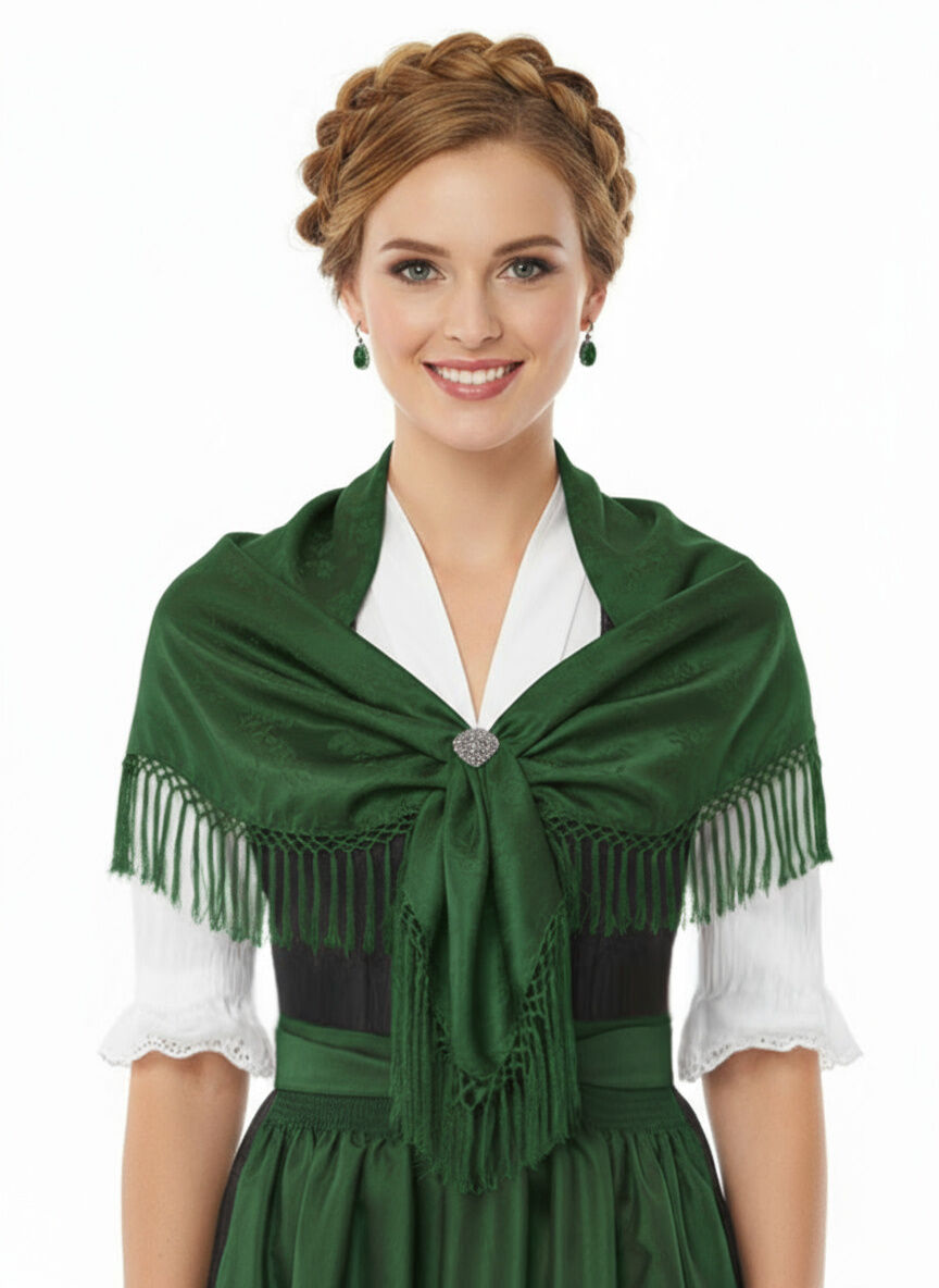 Trachtentuch Dirndltuch Seidentuch 100% Seide Apfel-Grün