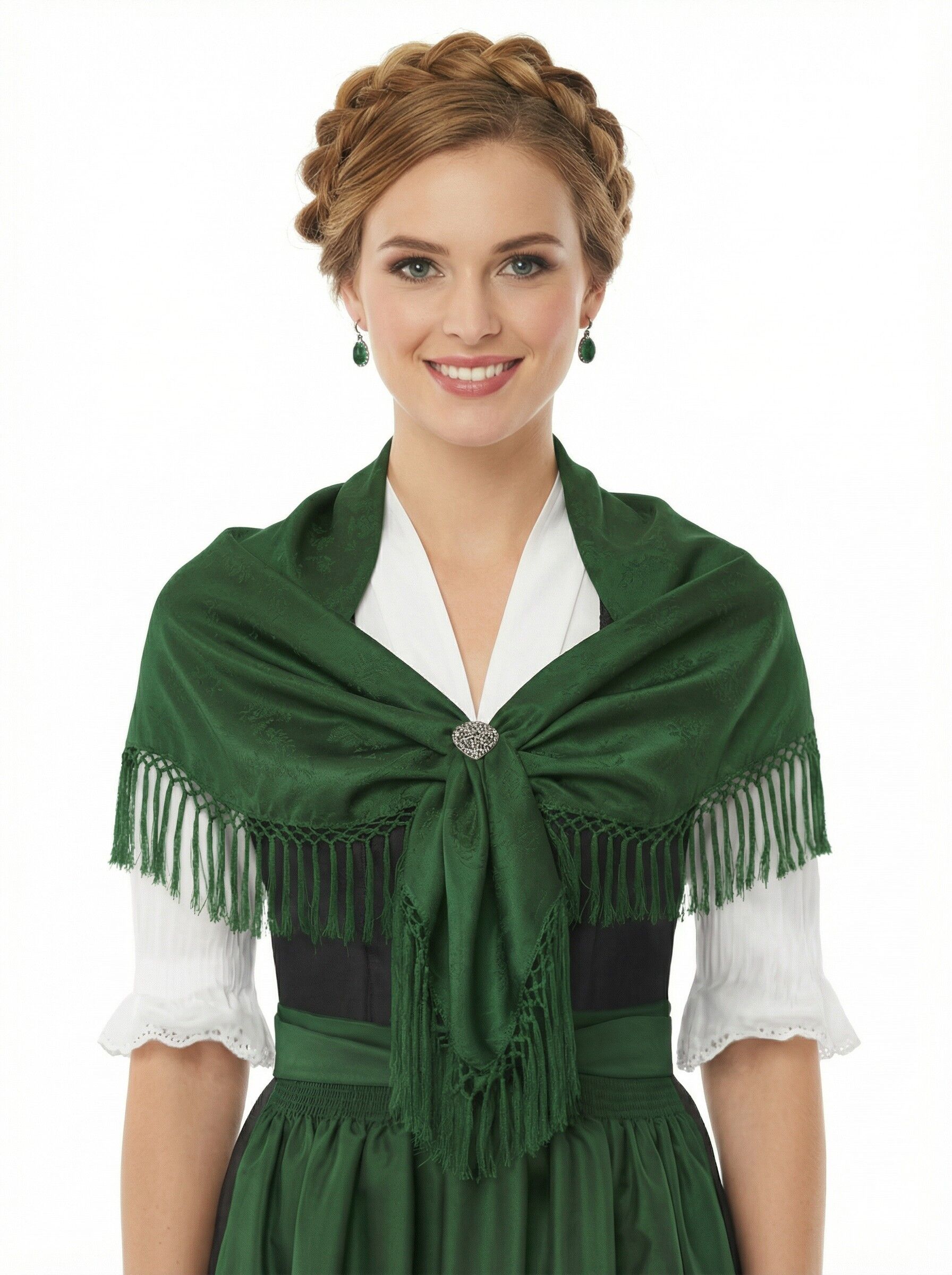 Trachtentuch Dirndltuch Seidentuch 100% Seide Apfel-Grün