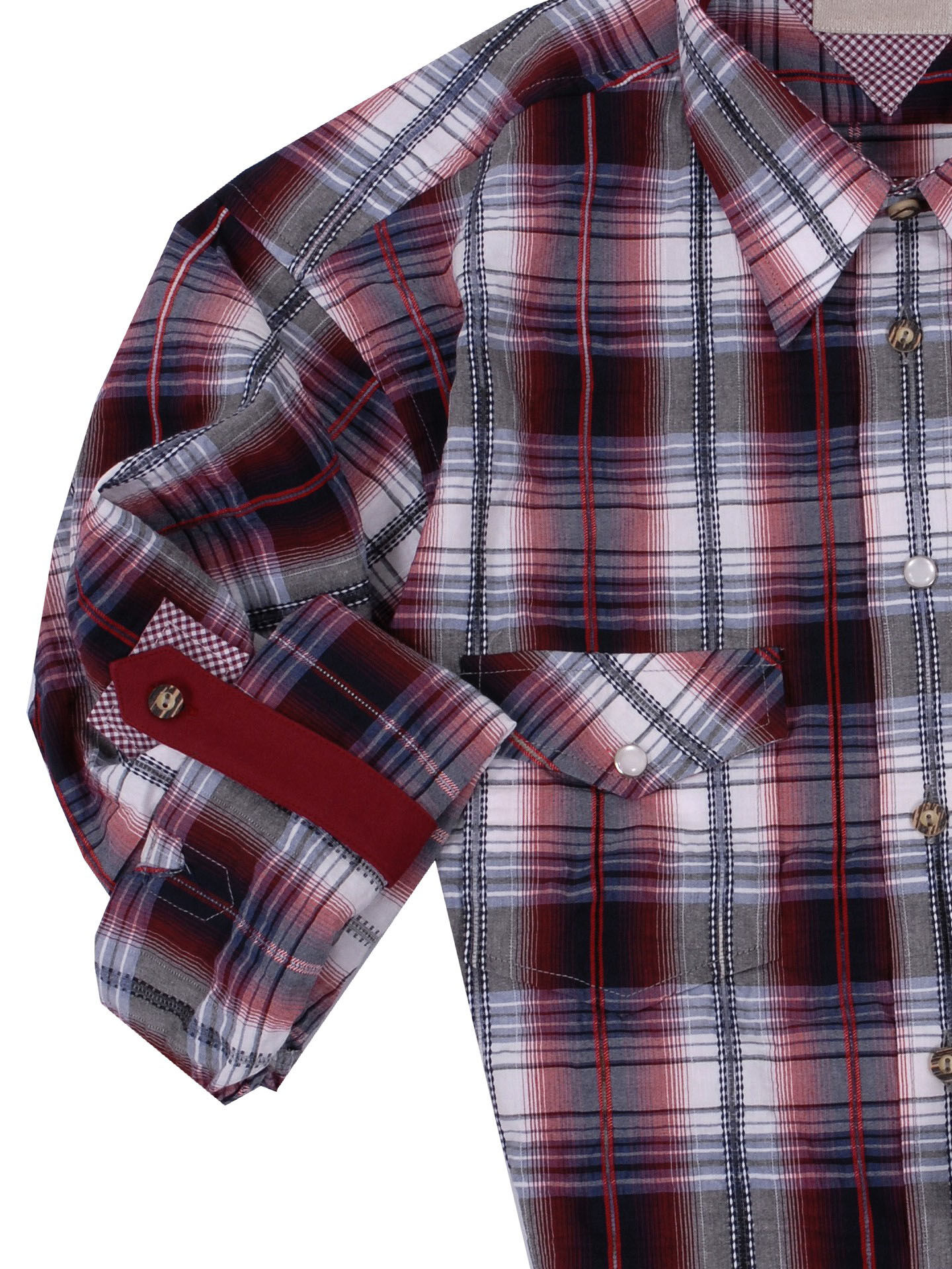 Trachtenhemd kariert Rot/Schwarz Crash-Optik