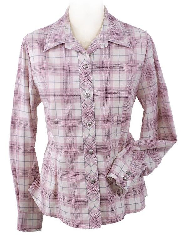 Trachtenbluse Damen Langarm kariert Rosa  Trachtenbluse Damen Langarm kariert Rosa
