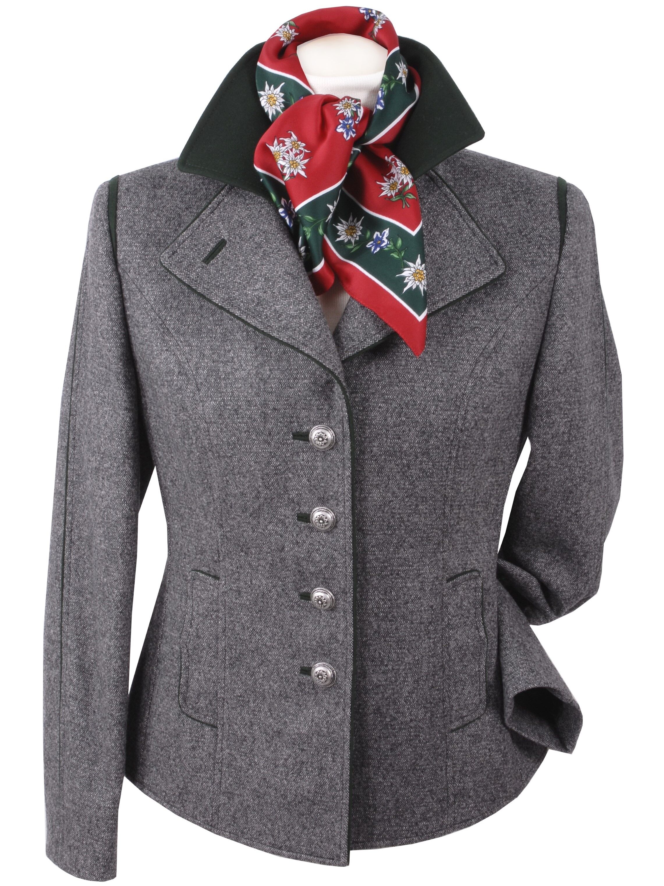 PREMIUM Trachtenblazer Lodenjacke Gehrock Damen  Mittelgrau PREMIUM Trachtenblazer Lodenjacke Gehrock Damen  Mittelgrau