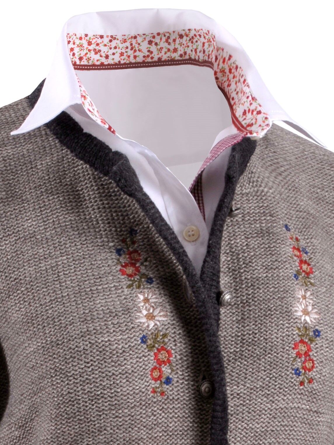 Trachtenstrickjacke Damen Dirndljacke Edelweiß-Stickerei Beige-Braun Trachtenstrickjacke Damen Dirndljacke Edelweiß-Stickerei Beige-Braun