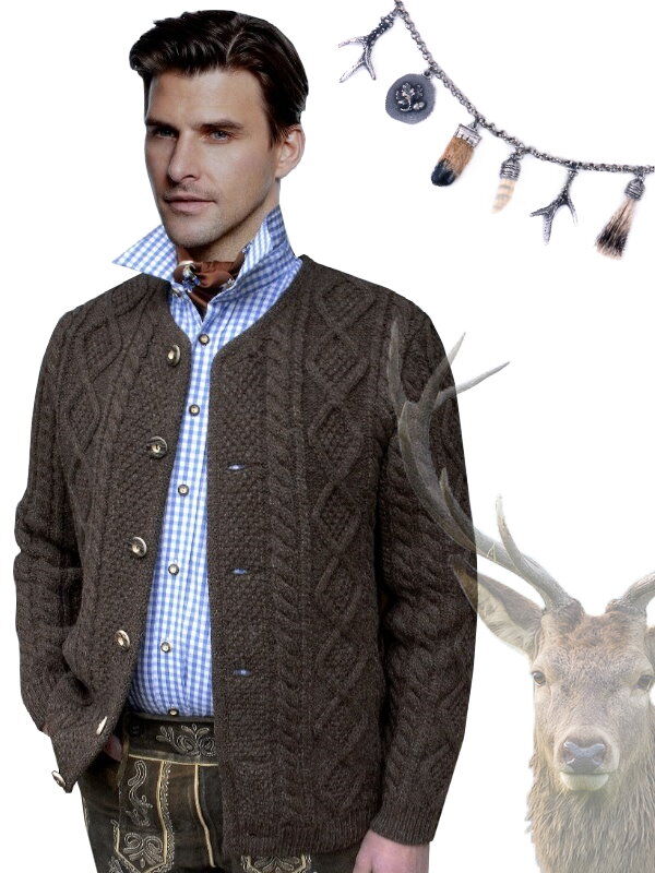 PREMIUM Trachtenstrickjacke Herren 100% Schurwolle Trachtenjanker Braun PREMIUM Trachtenstrickjacke Herren 100% Schurwolle Trachtenjanker Braun