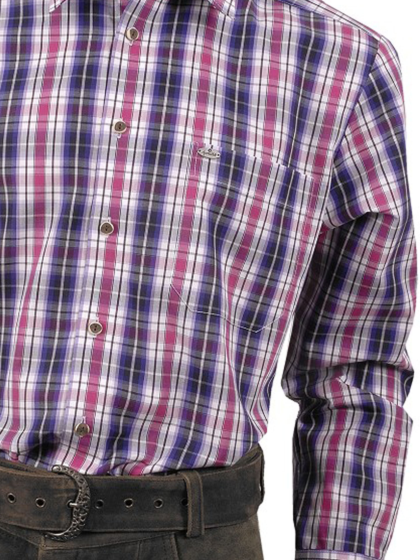 PREMIUM Trachtenhemd kariert Violett "easy care bügelfrei"