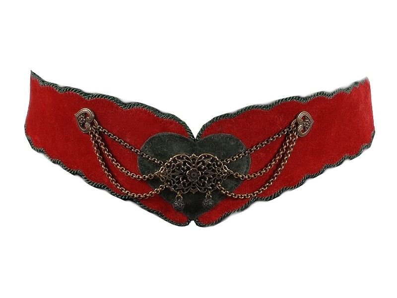 Trachtengürtel Leder Herzel Rot-Grün  (H)  Trachtengürtel Leder Herzel Rot-Grün  (H)