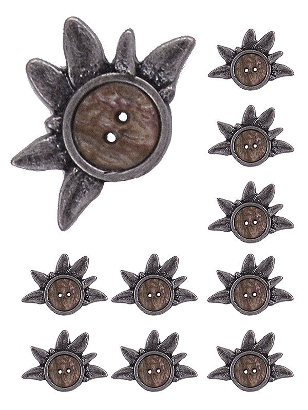 Trachtenknopf Horn-Edelweiß - 6er/Pack  Trachtenknopf Horn-Edelweiß - 6er/Pack