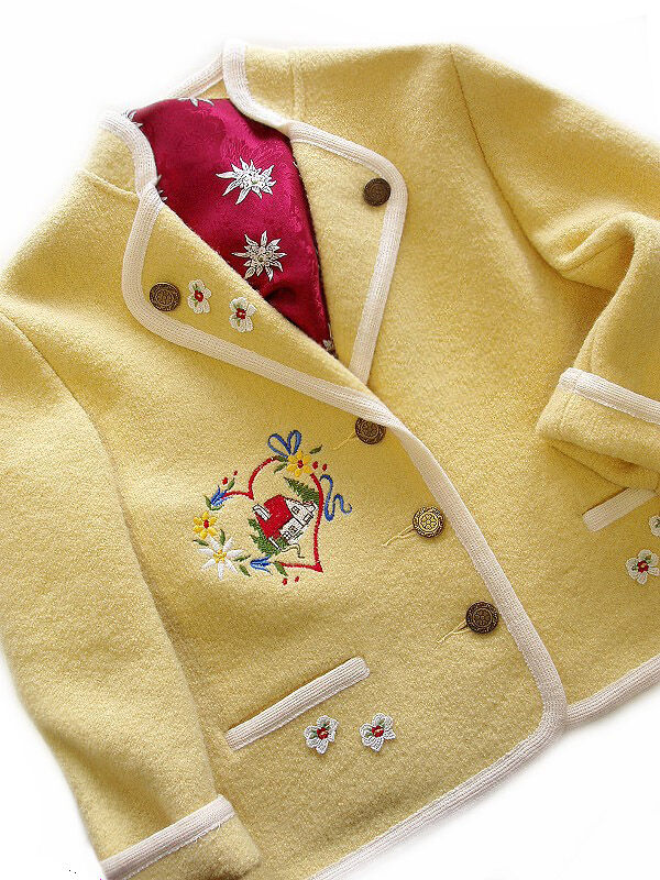 Trachtenjacke Mädchen Madl 100% Merinowolle Gelb