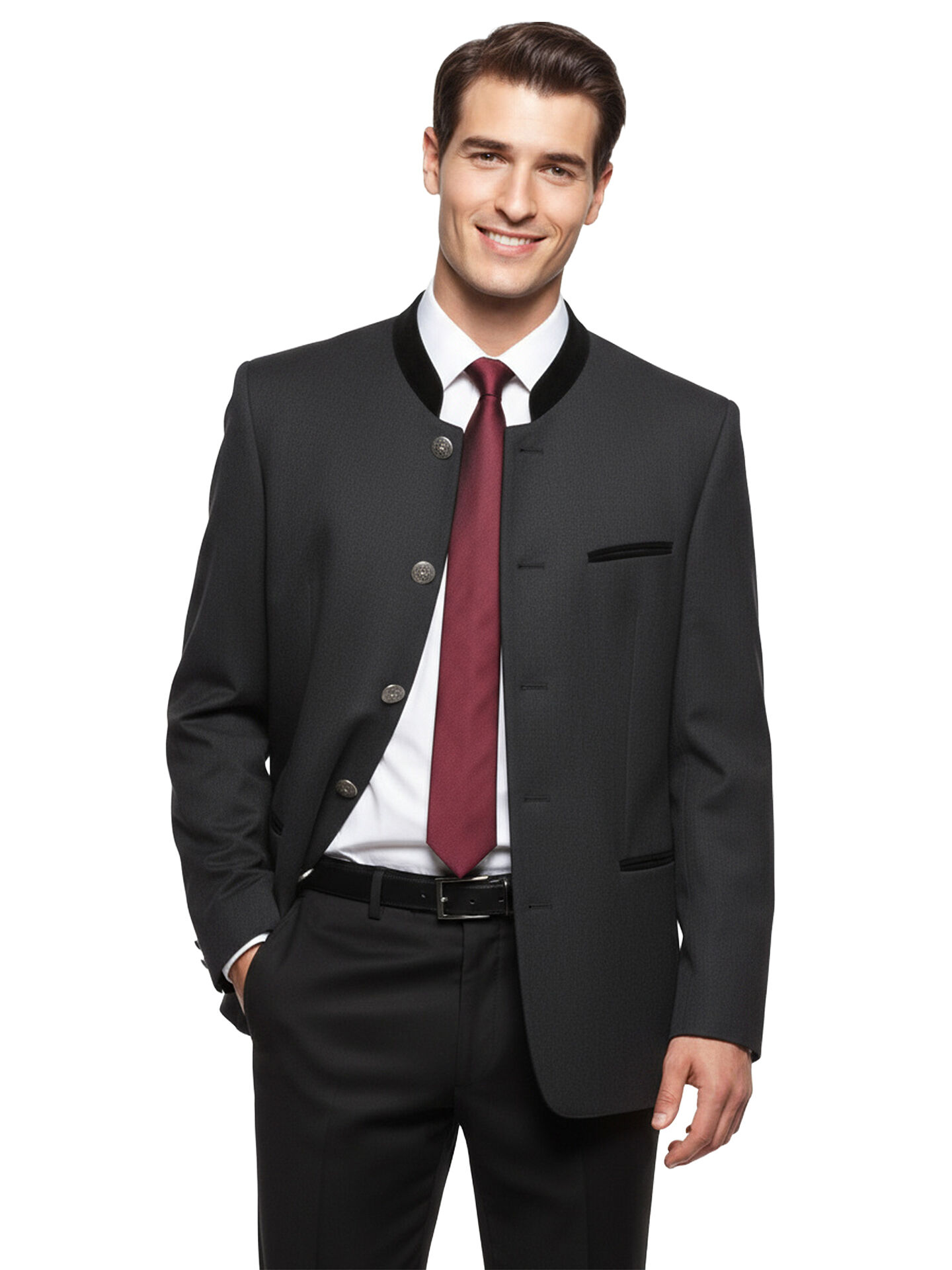 PREMIUM Trachtenblazer Hochzeit Sakko Anthrazit FESTLICH