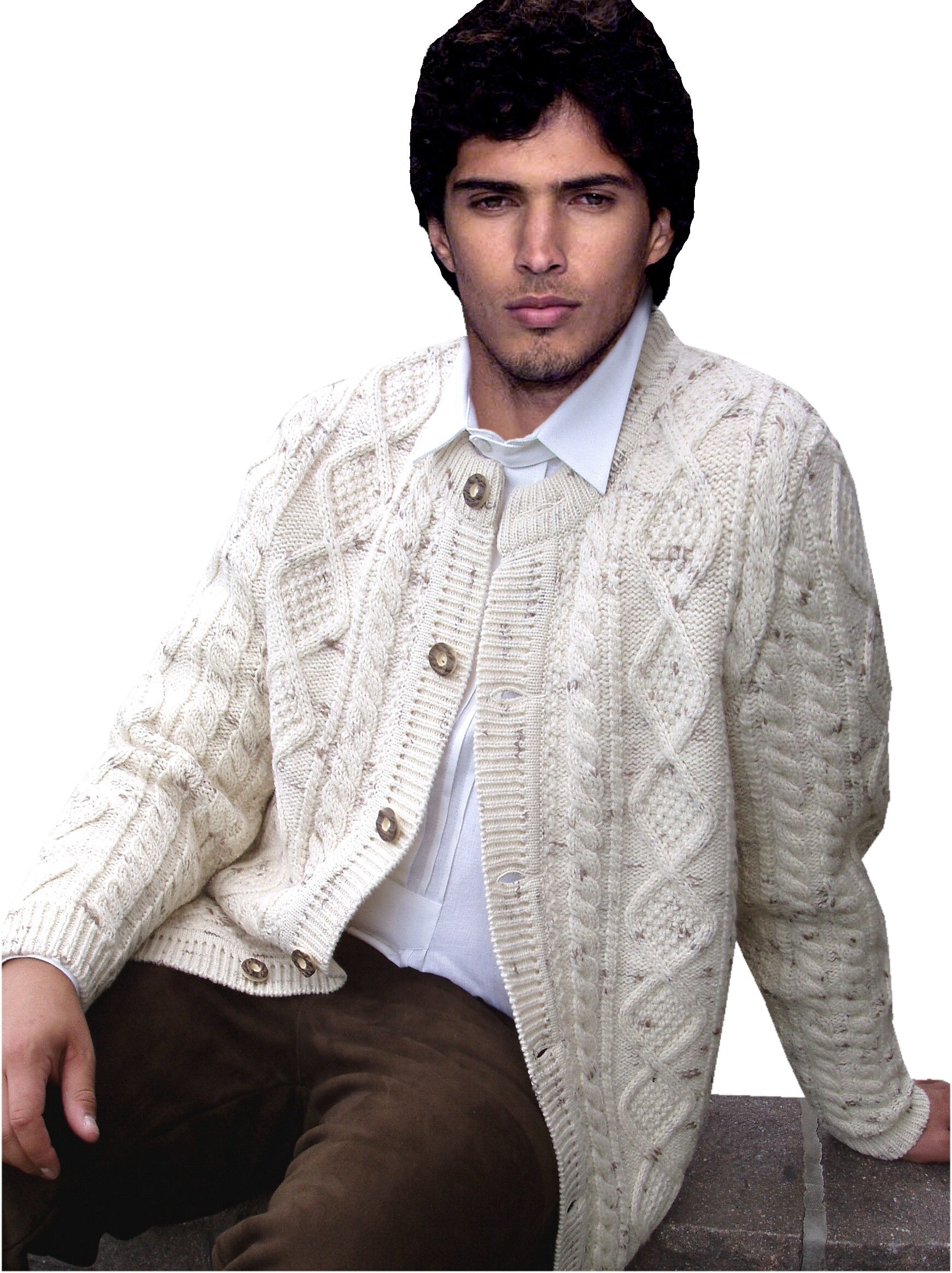PREMIUM Trachtenstrickjacke Herren 100% Schurwolle Trachtenjanker Natur PREMIUM Trachtenstrickjacke Herren 100% Schurwolle Trachtenjanker Natur