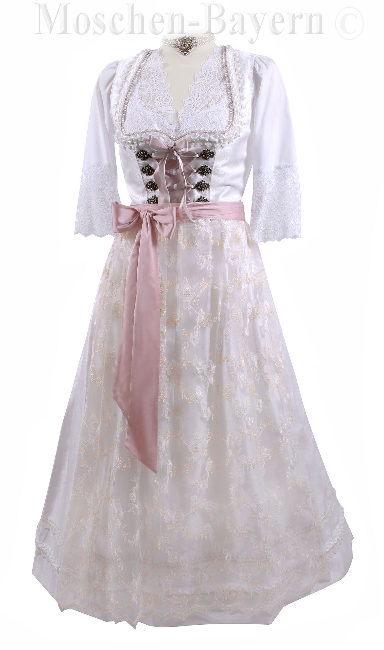 Edles Hochzeitsdirndl Brautdirndl Creme festlich Dirndl lang Edles Hochzeitsdirndl Brautdirndl Creme festlich Dirndl lang