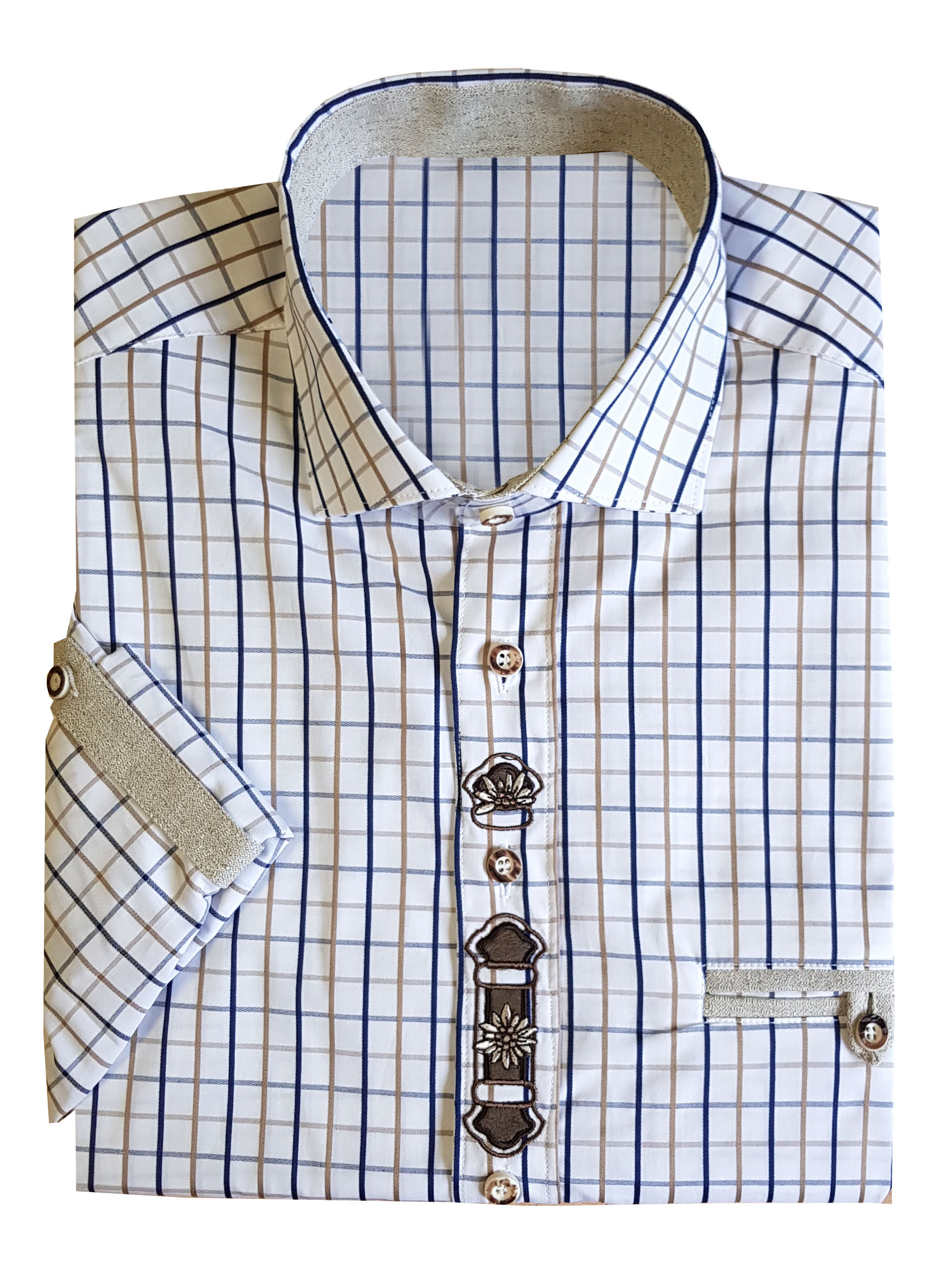 Trachtenhemd SLIM FIT kariert Weiß-Blau Wiesn-Hemd Hirsch Stickerei  Trachtenhemd SLIM FIT kariert Weiß-Blau Wiesn-Hemd Hirsch Stickerei