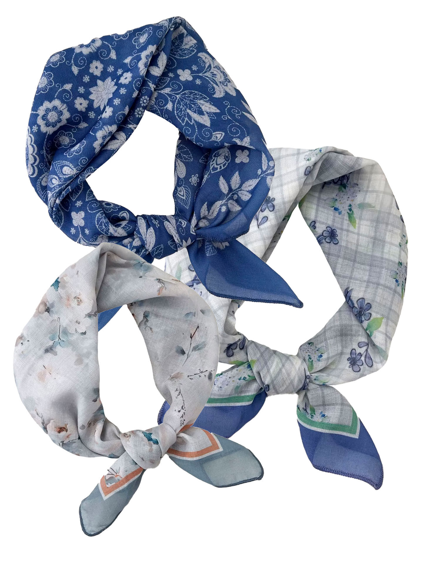 Trachtenhalstuch Nickituch Florales-Dessin Blau
