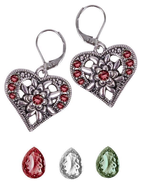 Trachtenohrringe-Herz-Edelweiß-front Trachtenohrringe-Herz-Edelweiß-front