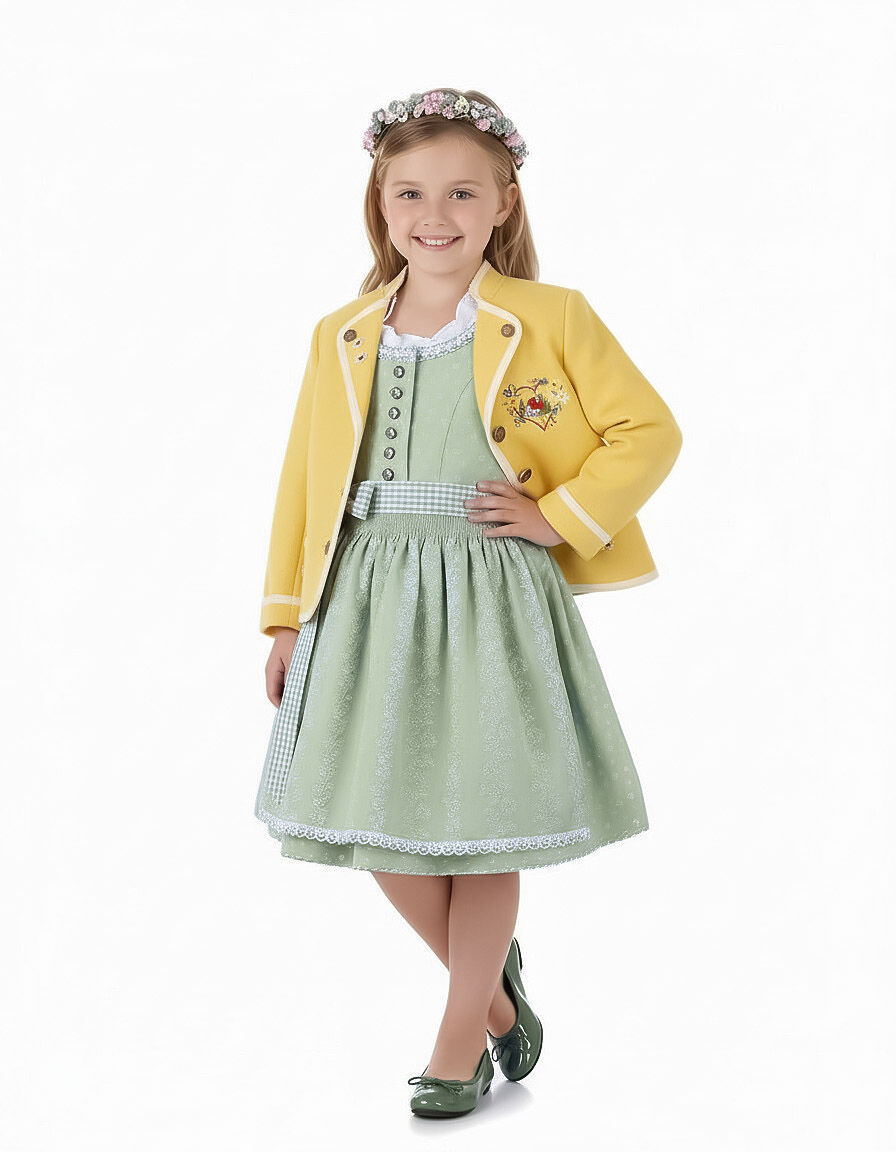 Trachtenjacke Mädchen Madl 100% Merinowolle Gelb